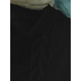 Men's Jacquard Round Neck Sweatshirt, Loose Trendy Pullover, Men's Clothing For Autumn Winter