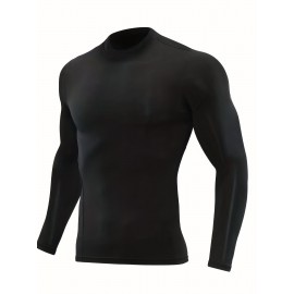 Men's Casual Pullover Shirts Long Sleeve Slim Fit Basic Solid Lightweight Turtleneck T-Shirt