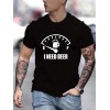 'I Need Beer' Pattern Print Men's Comfy T-shirt, Graphic Tee Men's Summer Outdoor Clothes, Men's Clothing, Tops For Men