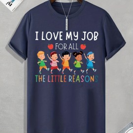 Tees For Men, Funny 'Love My Job' Print T Shirt, Casual Short Sleeve Tshirt For Summer Spring Fall, Tops As Gifts