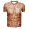 Funny Muscle 3D Pattern Print Men's Graphic T-shirts, Causal Comfy Tees, Short Sleeve Pullover Tops, Men's Summer Outdoor Clothing