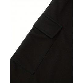 Classic Design Cargo Shorts, Men's Casual Multi Pocket Solid Color Waist Drawstring Cargo Shorts For Summer Outdoor