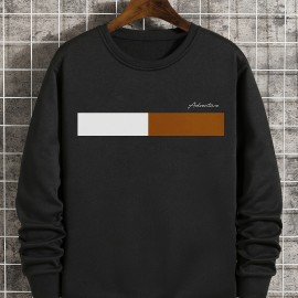 Men's Casual Color Block Pullover Sweatshirt, Street Style Long Sleeve Sweatshirt For Autumn And Winter Best Sellers