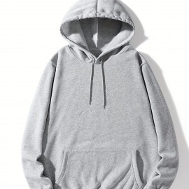 Hoodies For Men, Solid Color Hoodie, Men's Casual Pullover Hooded Sweatshirt With Kangaroo Pocket For Spring Fall, As Gifts