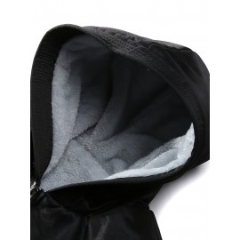 Color Block Sherpa Lined Men's Hooded Jacket Casual Long Sleeve Hoodies With Zipper Gym Sports Hooded Coat For Winter Fall